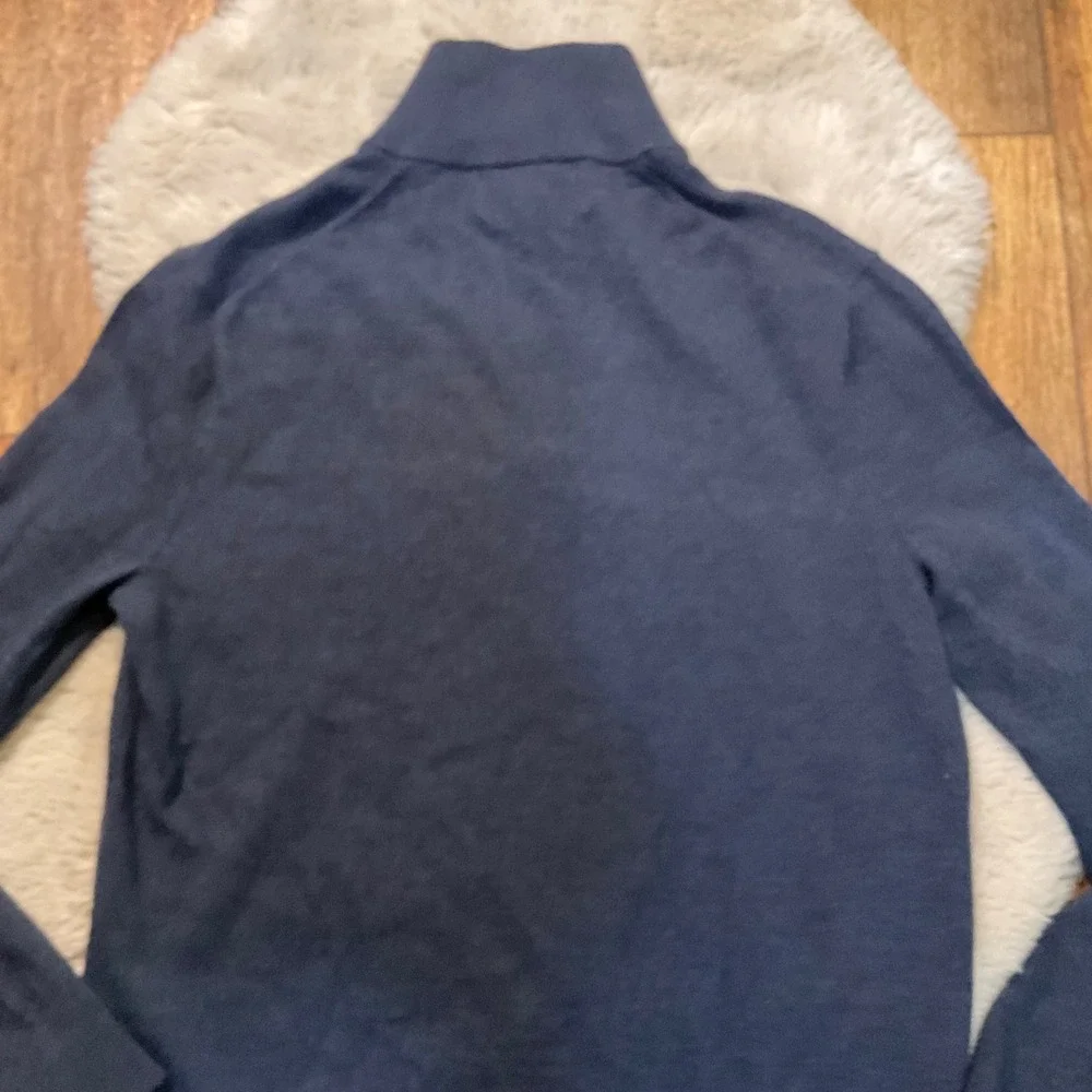 Banana Republic‎ Size Medium Tall Mens Italian Merino Wool 1/4 Zip Sweater Navy